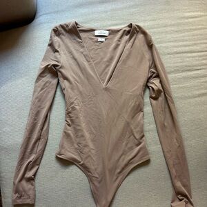 Aritzia Babaton Deep V-Neck Bodysuit - Brown